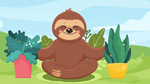 An image of Jerry the Sloth enjoying Earth Day in a zen state of mind. 